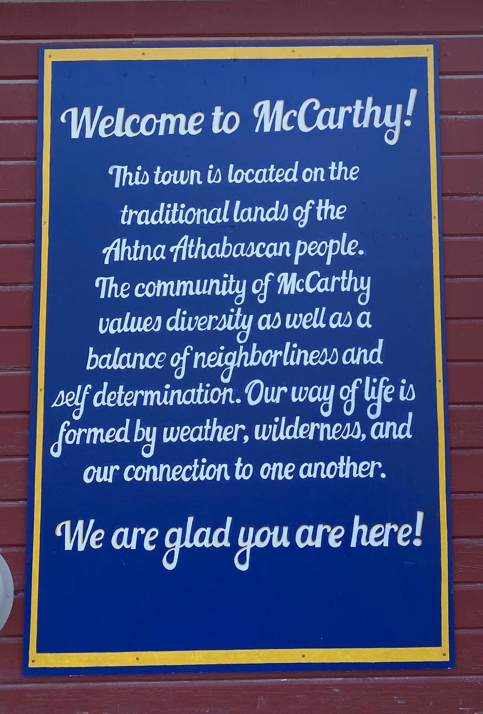 Explore McCarthy - McCarthy Museum Inclusion Sign